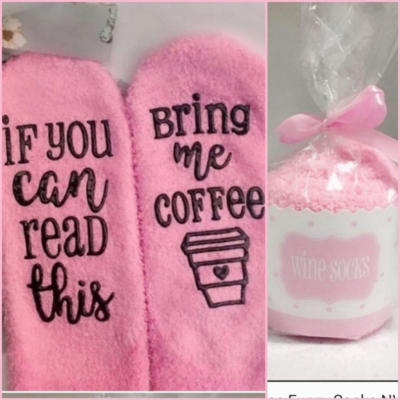 Wine Socks Accessories - Bring Me Coffee Fuzzy Socks NWT